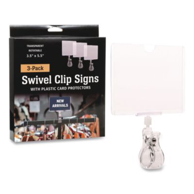 Global Printed Products Swivel Clip Signs Swivel Clip Signs, Clear, 3/Pack