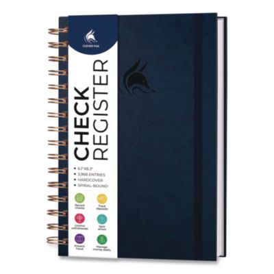 Clever Fox® Check Register Book, 8 Columns, Dark Blue Cover, 135 Sheets/Book