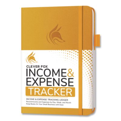 Clever Fox® Income and Expense Tracker Ledger, 8 Columns, Amber Yellow Cover, 113 Sheets/Book