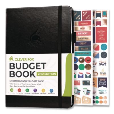 Clever Fox® Undated Monthly Budget Book, Black Cover