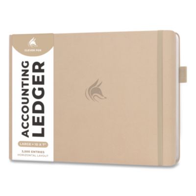 Clever Fox® Accounting Ledger Book, 7 Columns, Beige Cover
