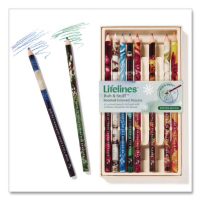 Lifelines® Rub and Sniff Winter Edition Scented Colored Pencils, Assorted Colors and Scents, 10/Pack