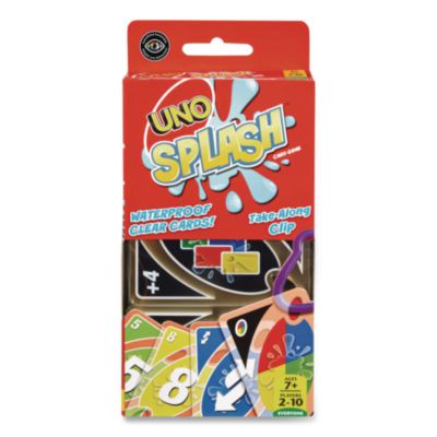 Mattel UNO Splash Card Game UNO Splash Card Game, 108 Waterproof Cards with Take-Along Clip, Ages 7 and Up