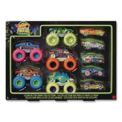 Mattel Hot Wheels® Hot Wheels Monster Trucks Glow-in-the-Dark Collection, Ages 4 to 8, 10 Pieces