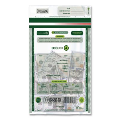 CONTROLTEK® ECOLOK 4 Deposit Bag, Plastic, 9 x 12, Clear, 500/Carton