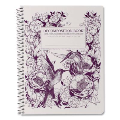DECOMPOSITION® Spiral Composition Book, Medium/College Rule, Hummingbirds, (80) 9.75 x 7.5 Sheets