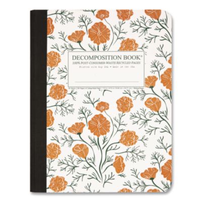 DECOMPOSITION® Sewn Composition Book, Medium/College Rule, California Poppies, (80) 9.75 x 7.5 Sheets