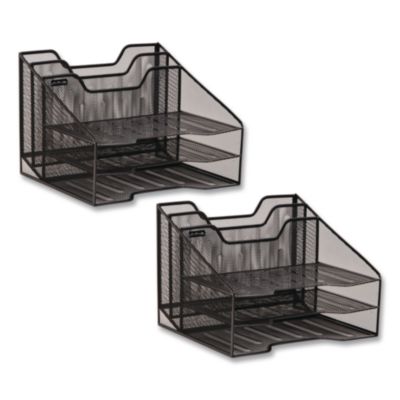 Mind Reader Metal Desk Organizer Letter Tray Metal Desk Organizer Letter Tray, 5 Sections, Letter Size, 11.5 x 12.5 x 9.5, Black, 2/Pack