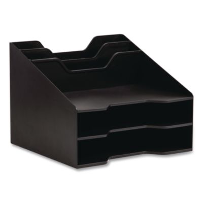 Mind Reader 5-Compartment Plastic Desk Tray 5-Compartment Plastic Desk Tray, 12 x 11.75 x 9.5, Black
