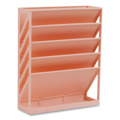 Mind Reader 5-Compartment Plastic Mountable Wall File 5-Compartment Plastic Mountable Wall File, 5 Sections, Letter Size, 13 x 4.25 x 16, Pink