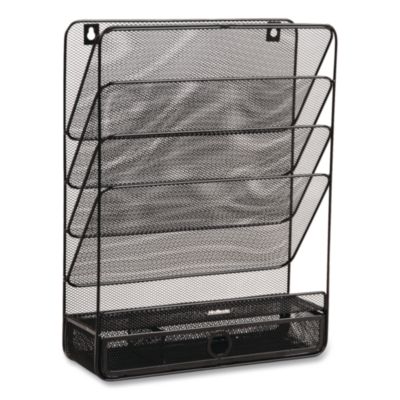 7-Compartment Metal Desk Shelf 12.5 x 4 x 16.5 Black MAGROUNDBLK