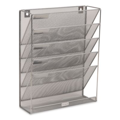 Mind Reader 5-Pocket Metal Mesh Mountable Wall File 5-Pocket Metal Mesh Mountable Wall File, 5 Sections, Letter Size, 12.75 x 4 x 16, Silver