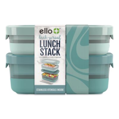 ello® Lunch Stack Bento Box, 2 Containers, 5.24 x 7.13 x 4.41, Mint Chip
