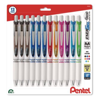 Pentel® EnerGel Pearl Deluxe RTX Gel Pen, Retractable, Medium 0.7 mm, Assorted Ink, Assorted Barrel, 12/Pack