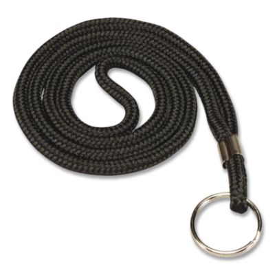 SICURIX® Rope Lanyard with Ring, Metal Ring Fastener, 36" Long, Black