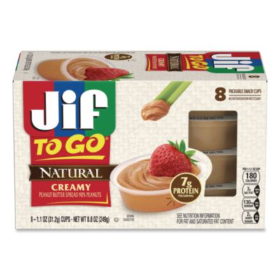 Jif To Go® Spreads, Natural Creamy Peanut Butter, 1.1 oz Cup, 8/Box