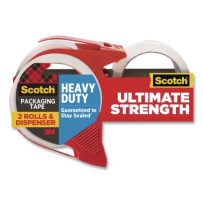 Scotch® 3850 Heavy-Duty Packaging Tape with Dispenser, 3" Core, 1.88" x 54.6 yd, Clear, 2 Rolls/Pack