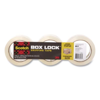 Scotch® Box Lock Packaging and Shipping Tape, 3" Core, 1.88" x 38.2 yd, Clear, 3/Pack