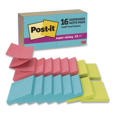 Post-it® Pop-up 3 x 3 Note Refill, 3" x 3", Supernova Neons Collection Colors, 90 Sheets/Pad, 16 Pads/Pack