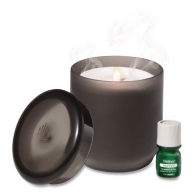 Lifelines® Aromatherapy Essential Oil Flameless Candle Diffuser, Fir Needle and Pine Scent Essential Oil, 5 x 5 x 5, Frosted Glass
