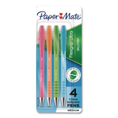 FlexGrip Ultra Recycled Ballpoint Pen Retractable Medium 1 mm Black Ink Assorted Barrel Colors 4/Pack 2202864