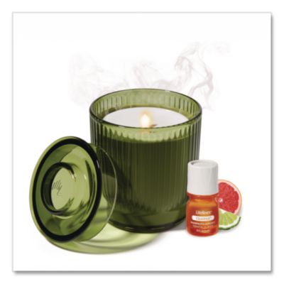 Lifelines® Aromatherapy Essential Oil Flameless Candle Diffuser, Grapefruit and Bergamot Essential Oil, 5.5 x 5.5 x 5.5, Olive