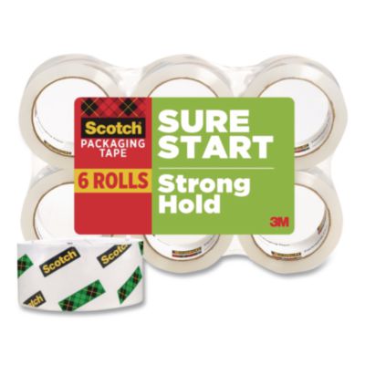 Scotch® Sure Start Packaging Tape, 3" Core, 1.88" x 43.7 yd, Clear, 6/Pack