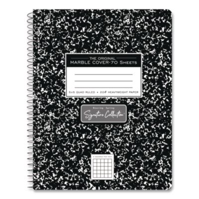 Roaring Spring® Signature Collection Composition Notebook, Quadrille Rule (5 sq/in), Black Marble Cover, (70) 9.75 x 7.5 Sheets
