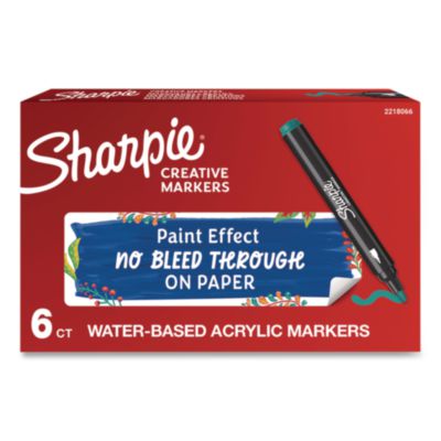 Sharpie® Water-Based Paint Markers, Bullet Tip, Green, 6/Pack