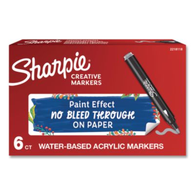 Sharpie® Water-Based Paint Markers, Bullet Tip, Gray/Silver, 6/Box