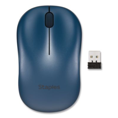 Staples TECH Wireless Ambidextrous Optical USB Mouse Wireless Ambidextrous Optical USB Mouse, 2.4 GHz Frequency/33 ft Wireless Range, Left/RIght Hand Use, Navy