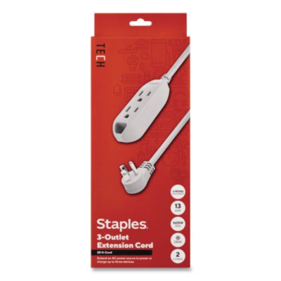 Staples TECH 25 ft Extension Cord TECH 25 ft Extension Cord, 13 A, Gray