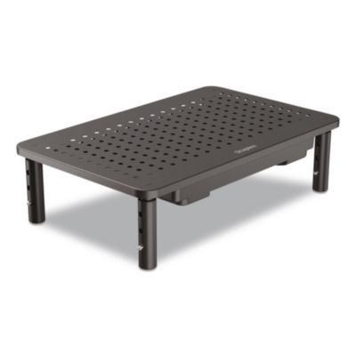 Staples TECH Adjustable Monitor Stand with Drawer Adjustable Monitor Stand with Drawer, 14.41" x 9.07" x 3.9" to 5.5", Black, Supports 44 lb