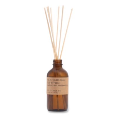 P.F. Candle Co. Reed Diffuser Reed Diffuser, Golden Coast, 3.5 oz, 4.25" Bottle, 9" Reeds, Amber