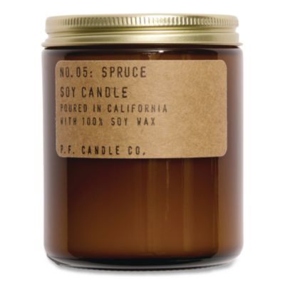 P.F. Candle Co. Soy Jar Candle Soy Jar Candle, Spruce, 50 Hour Burn Time, 7.2 oz, Amber