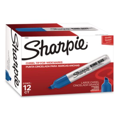 Sharpie® King Size Tank Permanent Marker, Chisel Tip, Blue Ink, 144/Carton