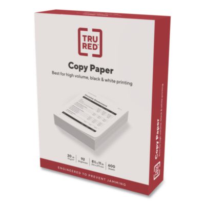 TRU RED™ Copy Paper Copy Paper, 92 Bright, 20 lb Bond Weight, 8.5 x 11, White, 600 Sheets/Ream