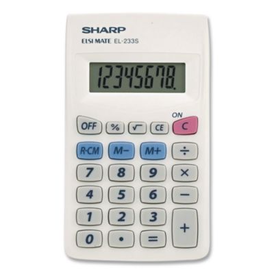 Sharp® Elsi Mate EL233S 8-Digit Pocket Calculator, 8-Digit LCD Display, 160/Box