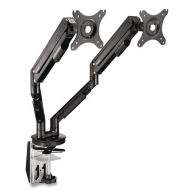 Staples TECH Dual Monitor Arms Dual Monitor Arms, For 30" Monitors, 360 Degree Rotation, +/-45 Degree Tilt, Black, Supports 19 lb (Single Arm)