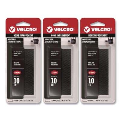 VELCRO® Industrial Strength Fastener, 2" x 4", 2 Strips/Pack, 6 Packs/Box