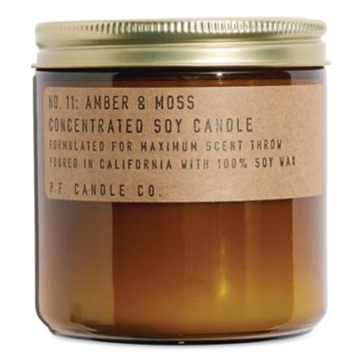 P.F. Candle Co. Soy Jar Candle Soy Jar Candle, Amber and Moss, 50 Hour Burn Time, 7.2 oz, Amber