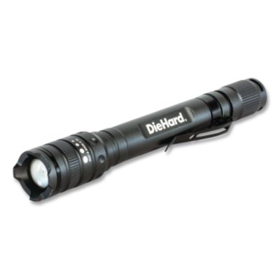 DORCY® DieHard Aluminum 180 Lumen Twist Focus Flashlight with Pocket Clip, 2 AA Batteries (Included), Black