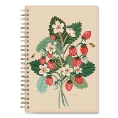 Blue Sky Bespoke Letterpress Content Notebook, Strawberry and Bee Cover, (150) 8 x 5 Sheets