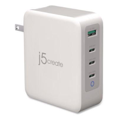j5create® 130 W GaN 4-Port Charger, White