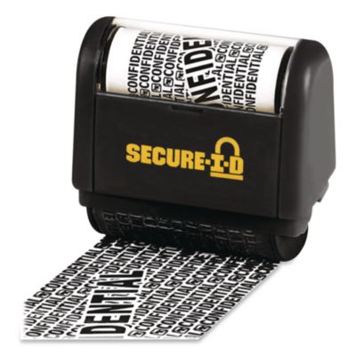 COSCO Secure I-D Confidential Roller Stamp Secure I-D Confidential Roller Stamp, Obscures Area 1.5"w x Adjustable Length, Black Ink