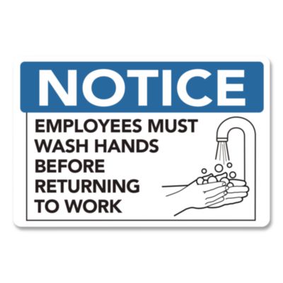 COSCO Notice: Employees Must Wash Hands Before Returning to Work Sign Notice Employees Must Wash Hands Before Returning to Work Sign, 9 x 6, Blue/White Face, Black Graphics