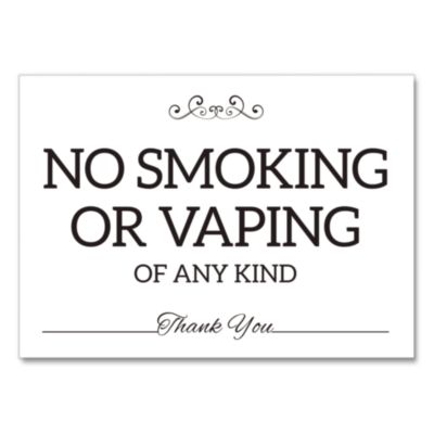 COSCO No Smoking No Vaping Indoor Spa Style Sign No Smoking No Vaping Indoor Spa Style Sign, 7 x 5 White Face, Black Graphics