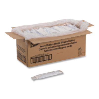 Individually+Wrapped+Mediumweight+Polystyrene+Cutlery+Fork%2fKnife%2fTeaspoon%2fNapkin+Plastic+White+250%2fCarton+CM26NC7