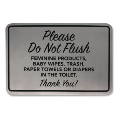 COSCO Please Do Not Flush Brushed Metal Sign Please Do Not Flush Brushed Metal Sign, 6 x 4, Silver Face