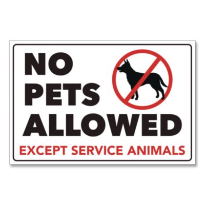 COSCO No Pets Allowed Except Service Animals Sign Decal No Pets Allowed Except Service Animals Sign Decal, 6 x 4, Black/Red Graphics